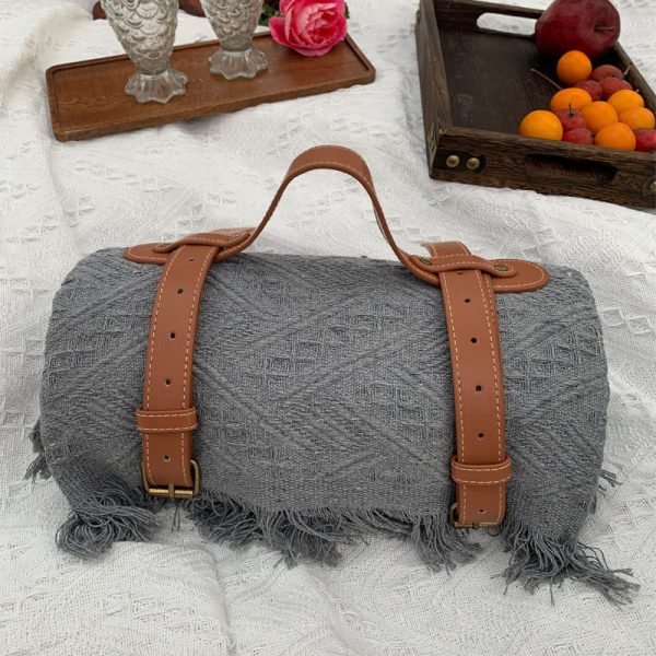 Chessboard Plaid Knitted Picnic Rug - Image 4