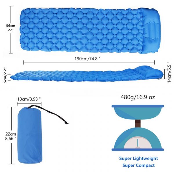 Outdoor Inflatable Sleeping Pad – Camping Air Mattress with Pillow - Image 4