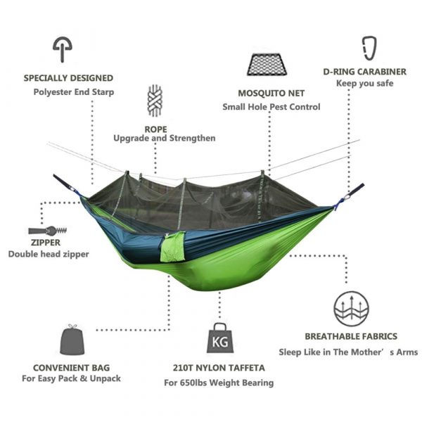 Ultralight Camping Hammock Mosquito Net Double Person Sleeping Bed - Image 2