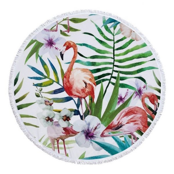 Urijk Printed Tropical Leaves Flower Beach Towel Round Microfiber Beach Towels for Living Room Home Decor Boho Style Bath Towels - Image 15