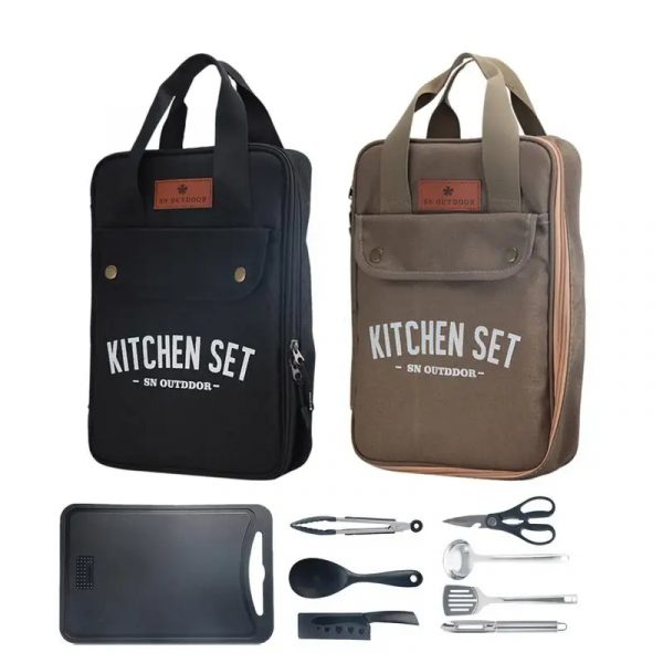 Camping Utensil Set 8pcs Cookware Kit Stainless Steel