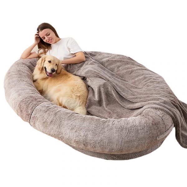 Large Human and Dog Plush Bed - Image 4