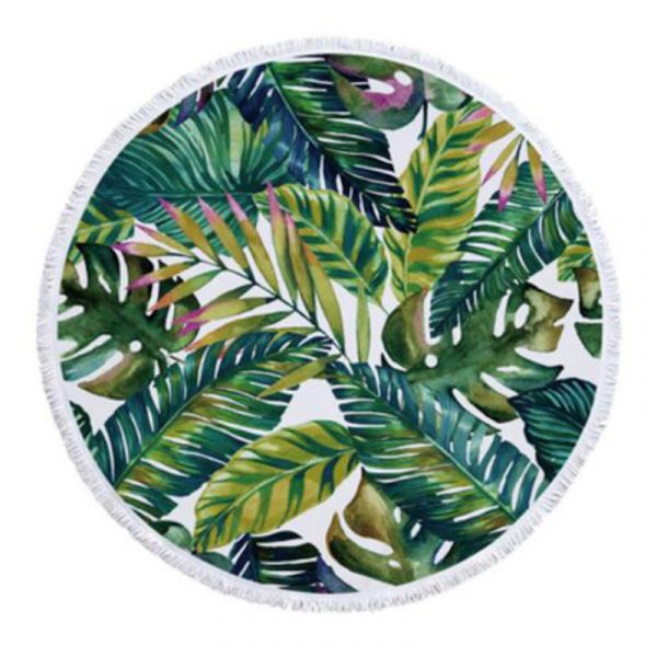 Urijk Printed Tropical Leaves Flower Beach Towel Round Microfiber Beach Towels for Living Room Home Decor Boho Style Bath Towels - Image 5