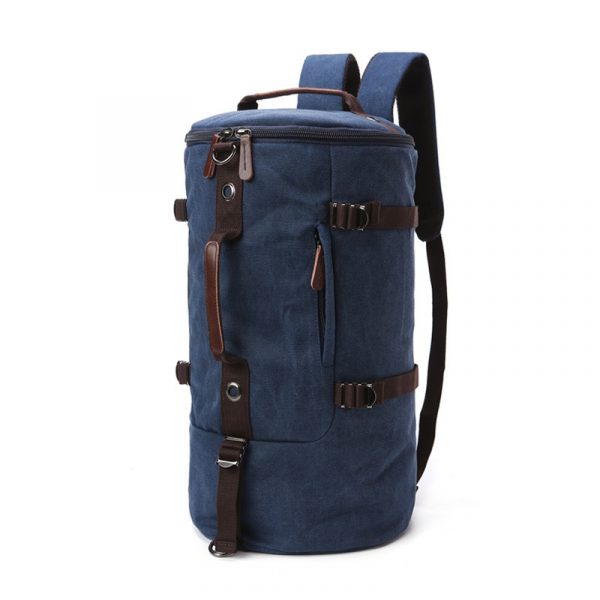 Men Travel Backpack Male Canvas Luggage Duffel Cylinder Bag Mountaineering Hiking Backpack For Men - Image 8