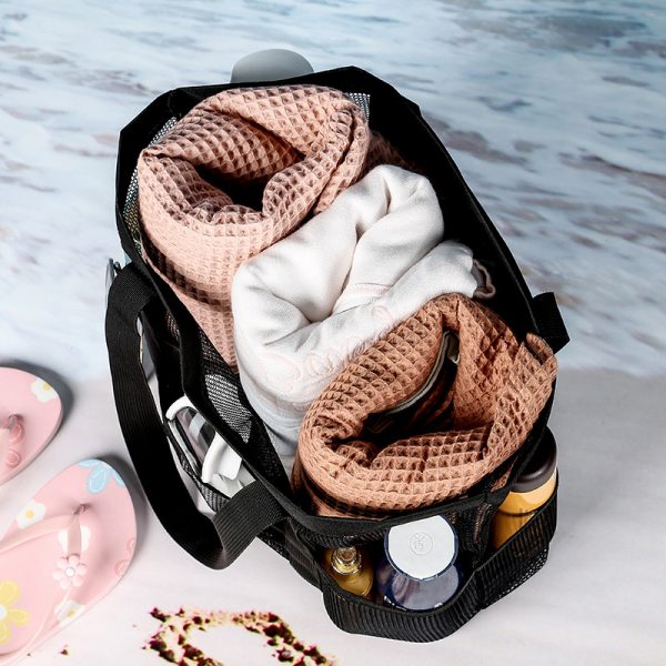 Hollow Pocket Beach Bag Mesh One Shoulder Portable Travel Wash Bag Fitness Swimming Storage Bag - Image 3