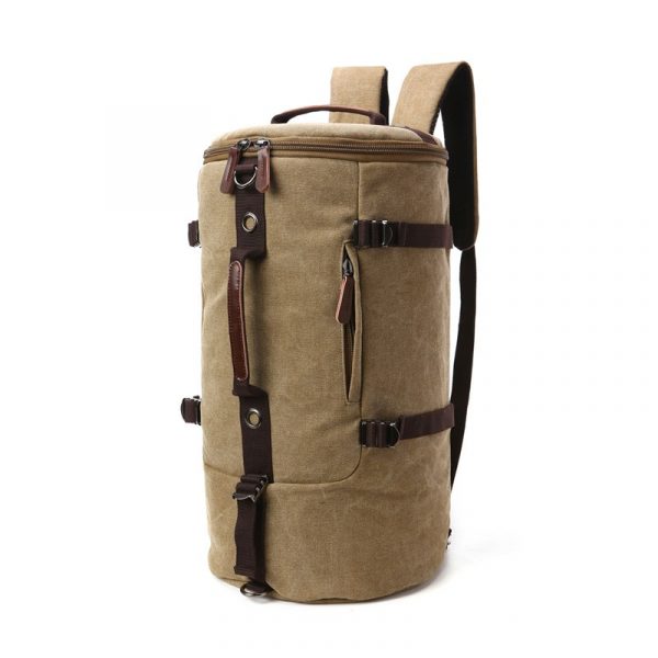Men Travel Backpack Male Canvas Luggage Duffel Cylinder Bag Mountaineering Hiking Backpack For Men - Image 6