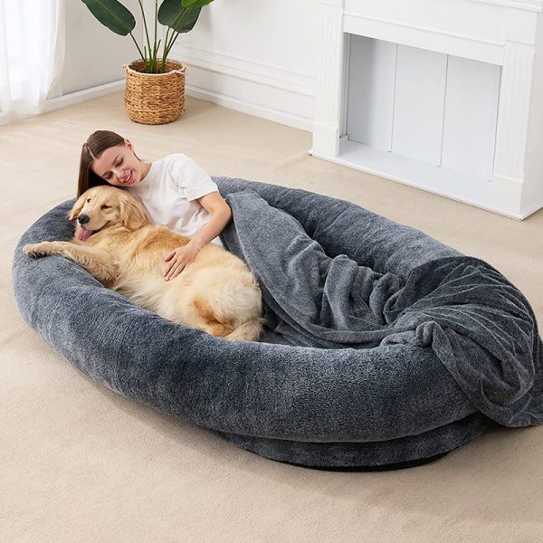 Large Human and Dog Plush Bed - Image 3