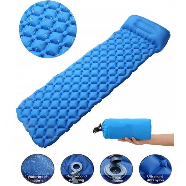 Outdoor Inflatable Sleeping Pad – Camping Air Mattress with Pillow