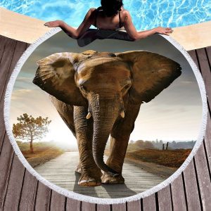 Bedding 3D printing Elephant Round Bohemian Beach towel home textile  Beach Towel Tapestry Blanket