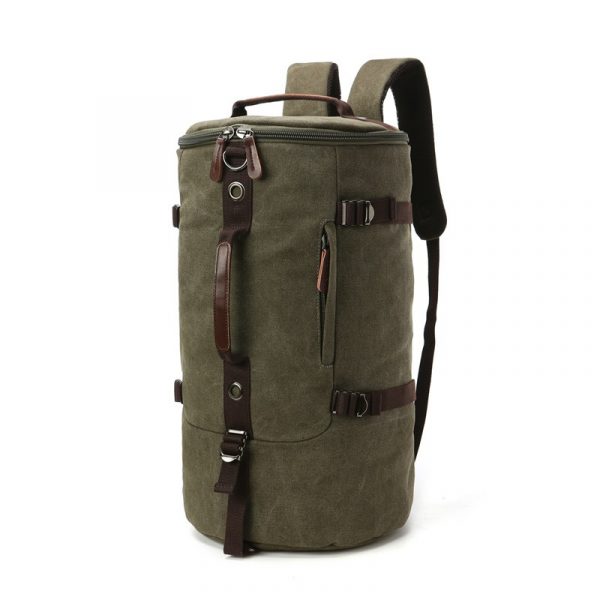 Men Travel Backpack Male Canvas Luggage Duffel Cylinder Bag Mountaineering Hiking Backpack For Men - Image 3