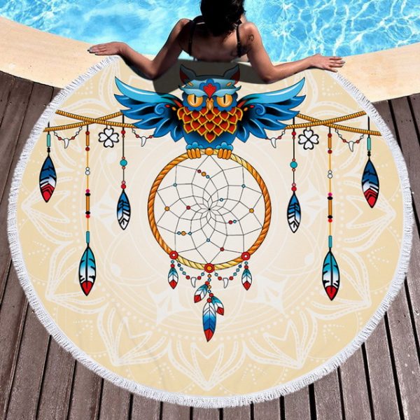 Urijk Printed Tropical Leaves Flower Beach Towel Round Microfiber Beach Towels for Living Room Home Decor Boho Style Bath Towels - Image 19