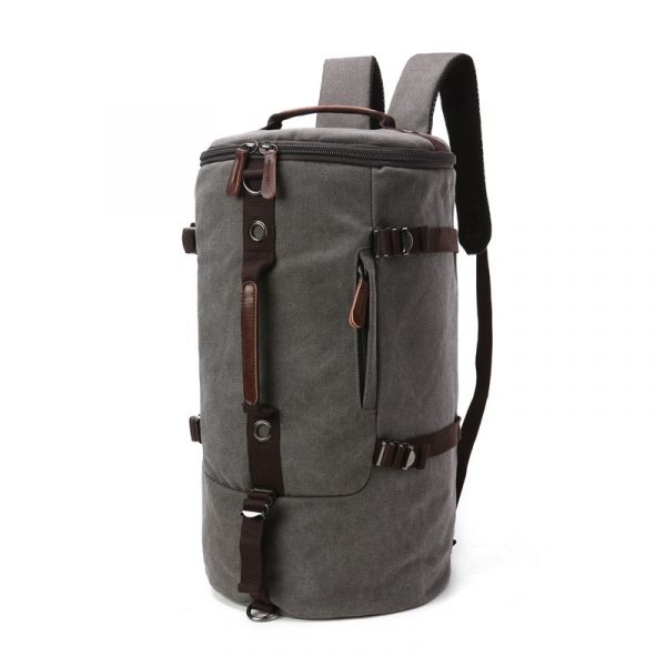Men Travel Backpack Male Canvas Luggage Duffel Cylinder Bag Mountaineering Hiking Backpack For Men - Image 2