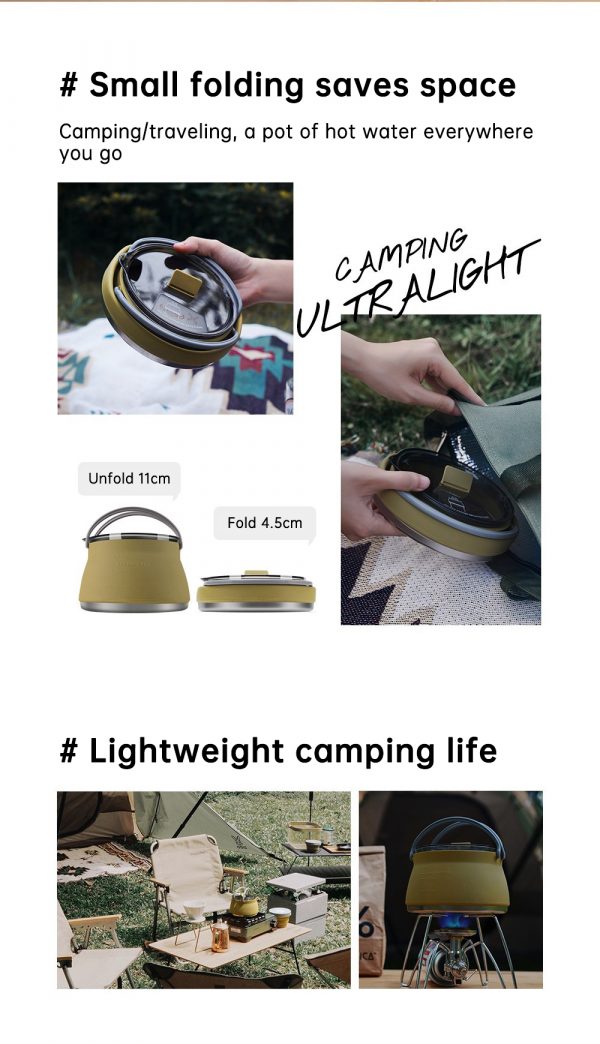 Camping Portable Silicone Folding Kettle Travel Pot - Image 11