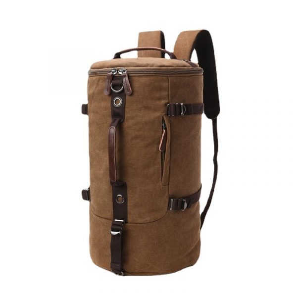 Men Travel Backpack Male Canvas Luggage Duffel Cylinder Bag Mountaineering Hiking Backpack For Men - Image 9
