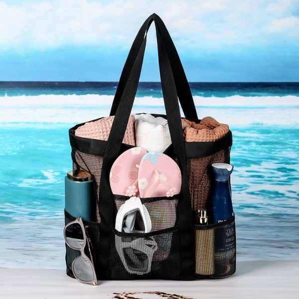 Hollow Pocket Beach Bag Mesh One Shoulder Portable Travel Wash Bag Fitness Swimming Storage Bag