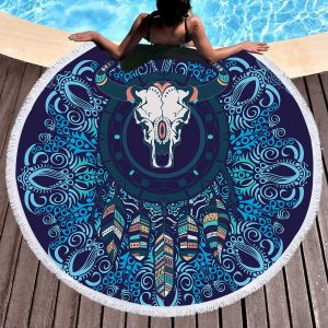 Bull head Beach Towels Boho Swimwear Bathing  Blanket