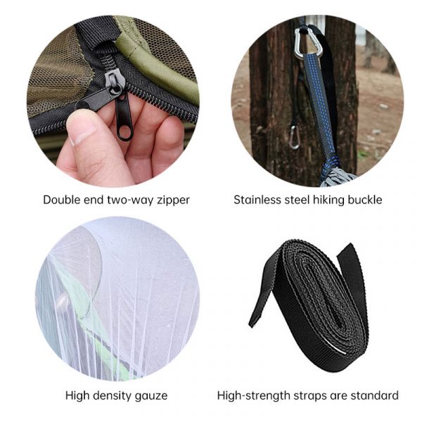 Automatic Quick Opening Mosquito Net Hammock Outdoor Camping Pole Mosquito Net Hammock Anti Roll Nylon Hammock - Image 2